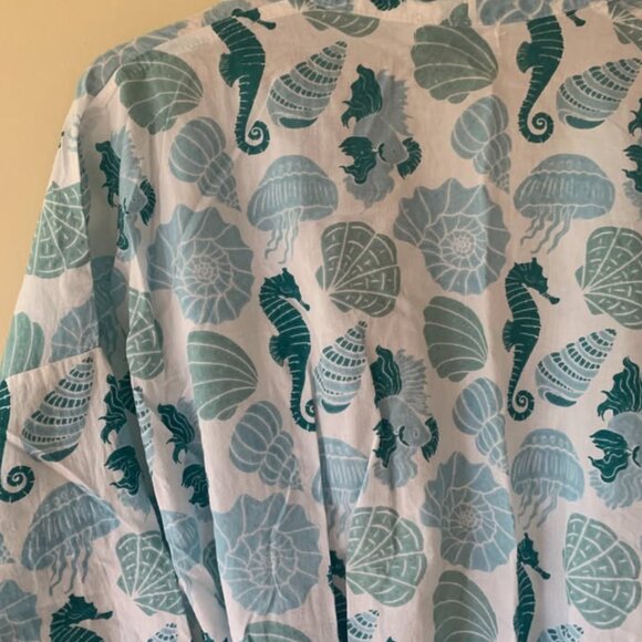 Mahogany Cotton sea themed dressing robe getting ready kimono style shells - Picture 4 of 4